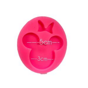 Molde de silicón rosado cabeza Minie con lazo o Mickey 344