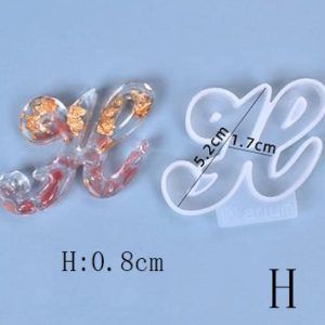Letra H cursiva.  Molde de silicón para resina 409