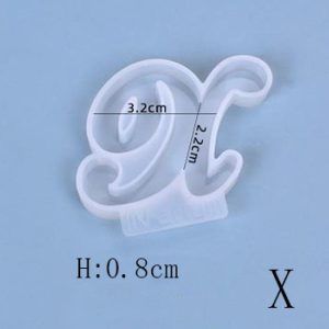 Letra X cursiva.  Molde de silicón para resina 425