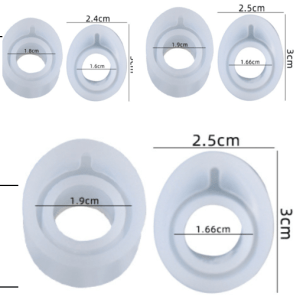 Set de 3 Molde de silicón ovalado para hacer anillos 1,5cm  interno (500)
