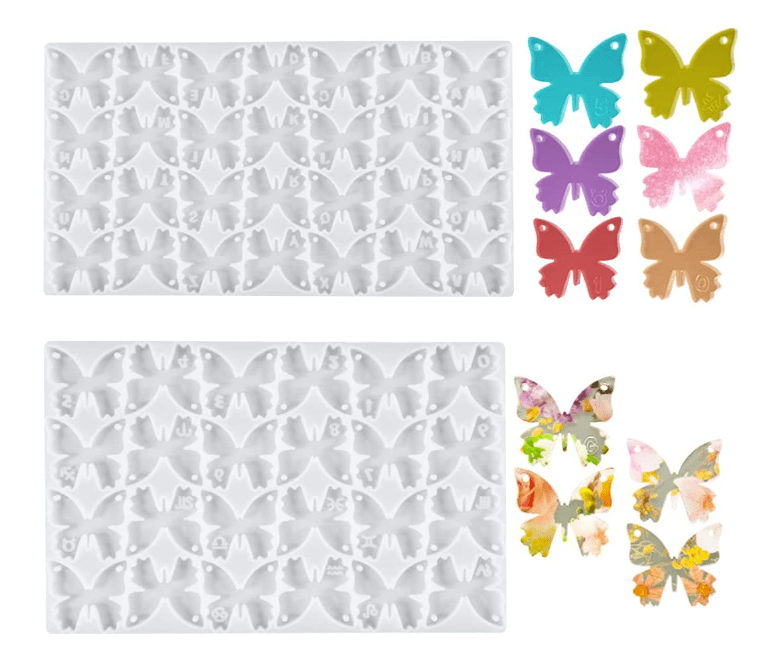 Molde de silicón 28 mariposas 2 en blanco y el resto con letras del abecedario  758